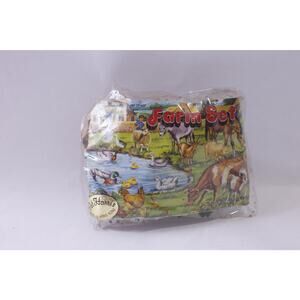 Pat Harris, Farm Set, Plastic Toy Figurines, Fence, Horse, Sheep, Pig, Farmer,